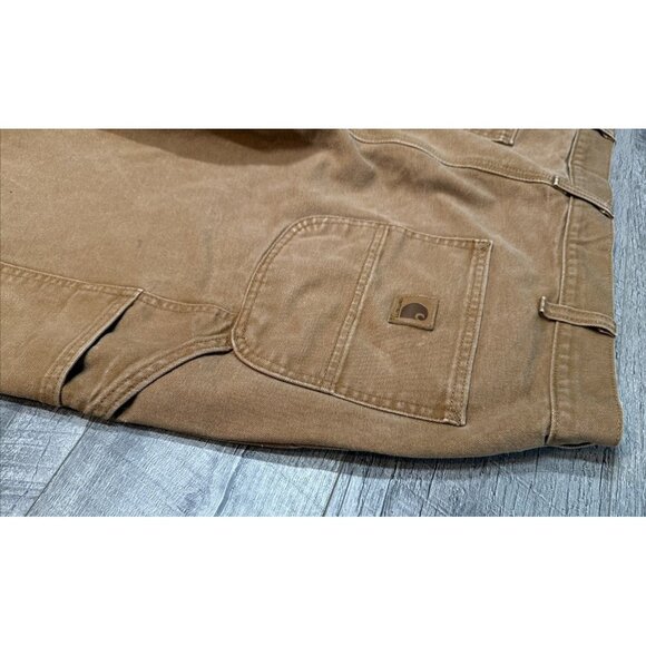 Carhartt Pants Mens 38x33 Tan Carpenter Relaxed Duck Canvas Workwear Stained - Picture 9 of 10